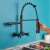 Blackswan M1 type kitchen faucet, black model with wall mounting and 2 modes, size 43 cm, showing the water flow