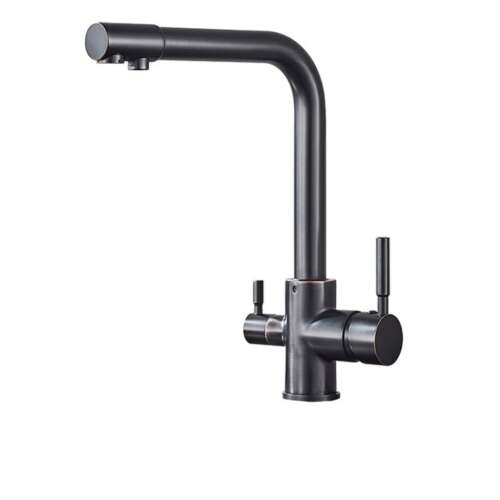 Blackswan M9 konyhai mosogató csaptelep tisztított víz kimenettel, antik fekete, 33,5 cm