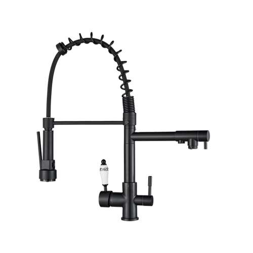 Blackswan M12 konyhai csaptelep kihúzható zuhannyal, fekete kivitelben