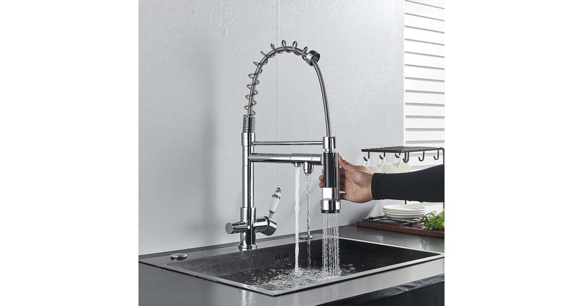 Blackswan M13 Kitchen Faucet with Filtered Water Outlet, Chrome Model, White Ceramic Print, 50 cm Size 102639403