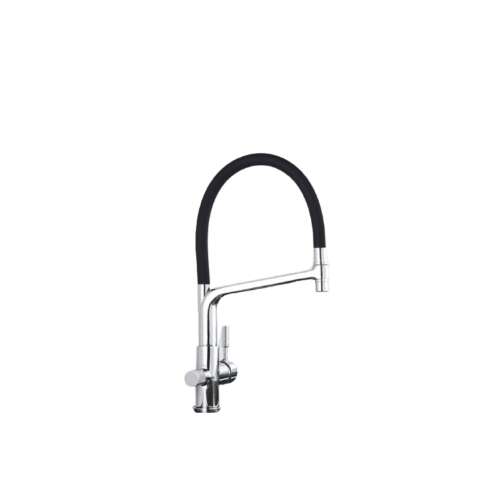 Blackswan M16 konyhai csaptelep kihúzható zuhannyal, króm és fekete kivitelben