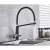 Blackswan M19 kitchen faucet with filtered water outlet, black/chrome model, 43 cm, in use