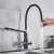 Blackswan M19 kitchen faucet with filtered water outlet, black/chrome model, 43 cm, in use