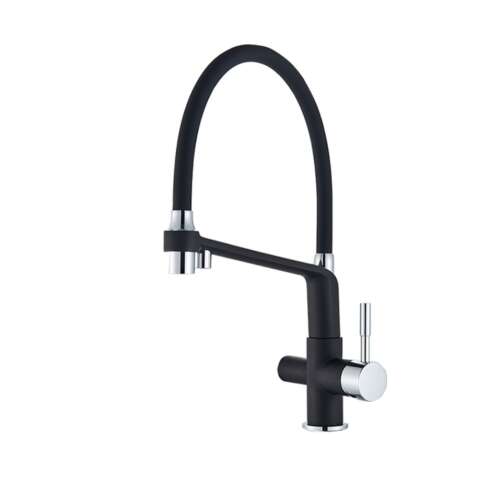 Blackswan M19 konyhai mosogató csaptelep szűrt vízkimenettel, fekete/króm modell, 43 cm