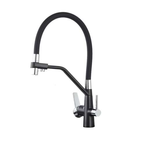 Konyhai mosogató csaptelep, Blackswan, M49 típus tisztított víz kimenettel, fekete/króm modell, 43 cm