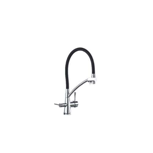 Wasserhahn für Küchenspüle, Blackswan, Typ M55 mit Auslass für gereinigtes Wasser, Modell Chrom/Schwarz, Größe 43 cm 102639654