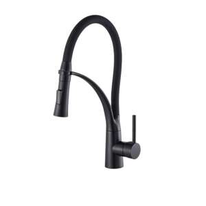 Blackswan M58 konyhai csaptelep, matt fekete, kihúzható zuhanyrózsával, 42,5 cm - Nonbrand Csaptelep