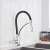 Blackswan M60 kitchen faucet, chrome finish, with black flexible spout, installed in a kitchen