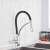 Blackswan M60 kitchen faucet, chrome finish, with black flexible spout, installed in a kitchen