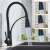 Blackswan M63 kitchen faucet, matte black, with LED light, showing different color options