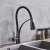 Blackswan M63 kitchen faucet, matte black, with LED light, installed in a kitchen sink