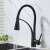 Blackswan M63 kitchen faucet, matte black, with LED light, water running