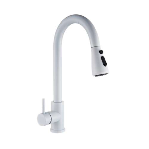 Blackswan M67 kitchen faucet, white, 2-way, pull-out sprayer, pause button