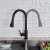 Blackswan M68 kitchen faucet, matte black, 39 cm, showing 360 degree rotation