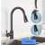 Blackswan M68 kitchen faucet, matte black, 39 cm, with close-up of spray head
