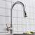 Blackswan M72 kitchen faucet, brushed nickel finish, pull-down sprayer, two spray modes, pause button, installed in a kitchen sink