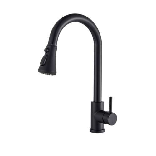 Blackswan M82 kitchen faucet, matte black, 360 degree rotation, pull down sprayer