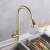 Blackswan M88 Brushed Golden Kitchen Faucet with Sensor, 2 Modes and Pause Button, installed in a kitchen sink