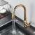 Blackswan M91 kitchen faucet with water running, shiny gold, 42 cm