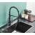 Blackswan M97 kitchen faucet with filtered water outlet and 2 modes, matte black model, 43 cm, installed in a kitchen sink