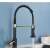 Blackswan M102 kitchen faucet, black and gold, 44 cm, installed in a kitchen sink