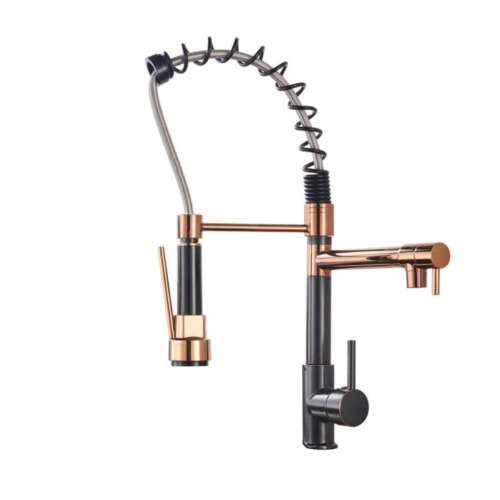 Blackswan M129 konyhai csaptelep, fekete és rózsa arany, 48 cm