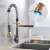 Blackswan M137 kitchen faucet with LED light, showing the water flow