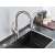 Blackswan M166 kitchen sink faucet, nickel model, 44.5 cm, installed on a black sink