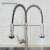 Blackswan M155 kitchen faucet with LED light, brushed nickel finish, pull-down sprayer, showing the 360 degree rotation feature
