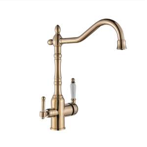 Wasserhahn für Küchenspüle, Blackswan, Typ M172, mit Auslass für gereinigtes Wasser, glänzendes Goldmodell, Größe 34 cm 102640204