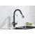 Blackswan M189 kitchen faucet with filtered water outlet and pause button, black/chrome model, 40 cm, water flowing from the spout