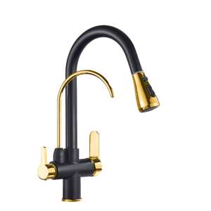 Blackswan M190 kitchen faucet with pull-out sprayer, black and gold finish - Nonbrand Faucet