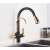 Blackswan M190 kitchen faucet with pull-out sprayer, black and gold finish, installed in a kitchen sink