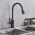 Blackswan M195 kitchen faucet installed in a kitchen sink, matte black, 46 cm