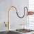 Blackswan M196 kitchen faucet in use, matte gold, pull-down sprayer, single handle, 46 cm