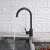 Blackswan M208 kitchen sink faucet, matte black, round model, 36 cm, water running