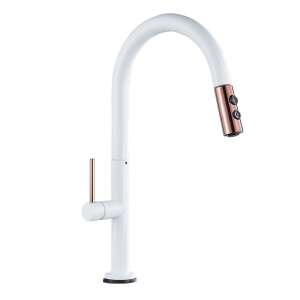 Blackswan M211 kitchen faucet, white and rose gold, pull-down spout, dual modes - Nonbrand Faucet