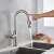 Blackswan M216 kitchen faucet with pull-down sprayer, nickel finish, in use