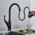 Blackswan M164.1 kitchen faucet, matte black, pull-down sprayer, 2 modes, pause button, in use