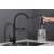 Blackswan M161.1 kitchen faucet, black, hand holding the spout
