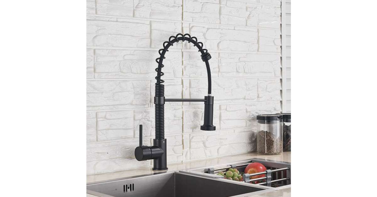 Blackswan Kitchen Sink Faucet, M161.1 type with 2 modes, black model, size 45 cm 102640481