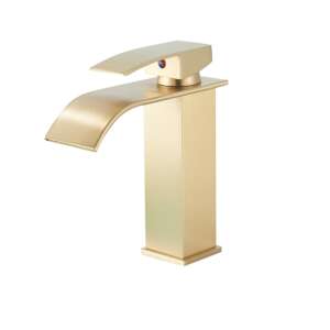 Черен лебед M102 смесител за мивка за баня, матово злато, 19 cm - Nonbrand Смесител