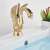 Blackswan M134 Golden Swan 19 cm gold bathroom sink faucet installed on a white sink