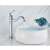 Blackswan M151 bathroom sink faucet, long chrome model, running water in a white sink