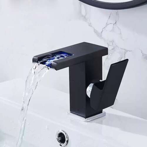Bathroom sink faucet, Blackswan, M173 type, matt black model with LED, size 12.5 cm