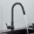 Blackswan M236 kitchen faucet, matte black, 41 cm, with water flowing