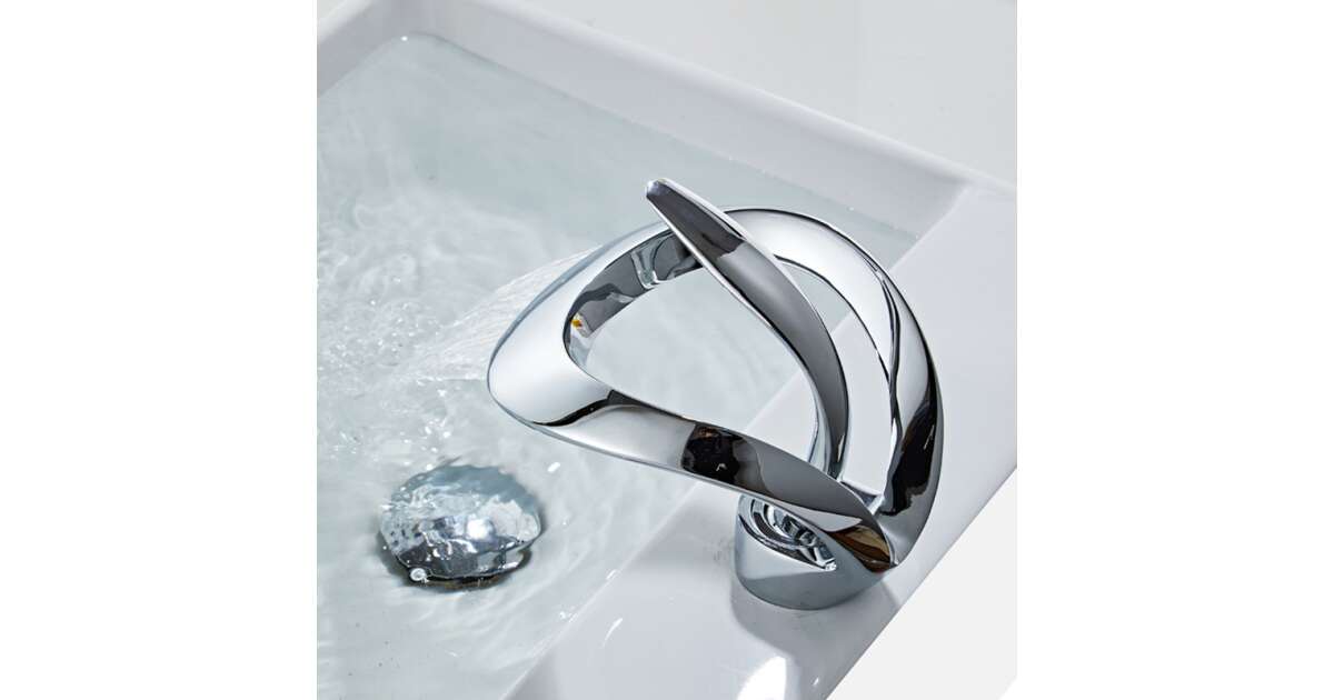 Bathroom sink faucet, Blackswan, M180 type, chrome model with waterfall tap, size 15 cm 102640835