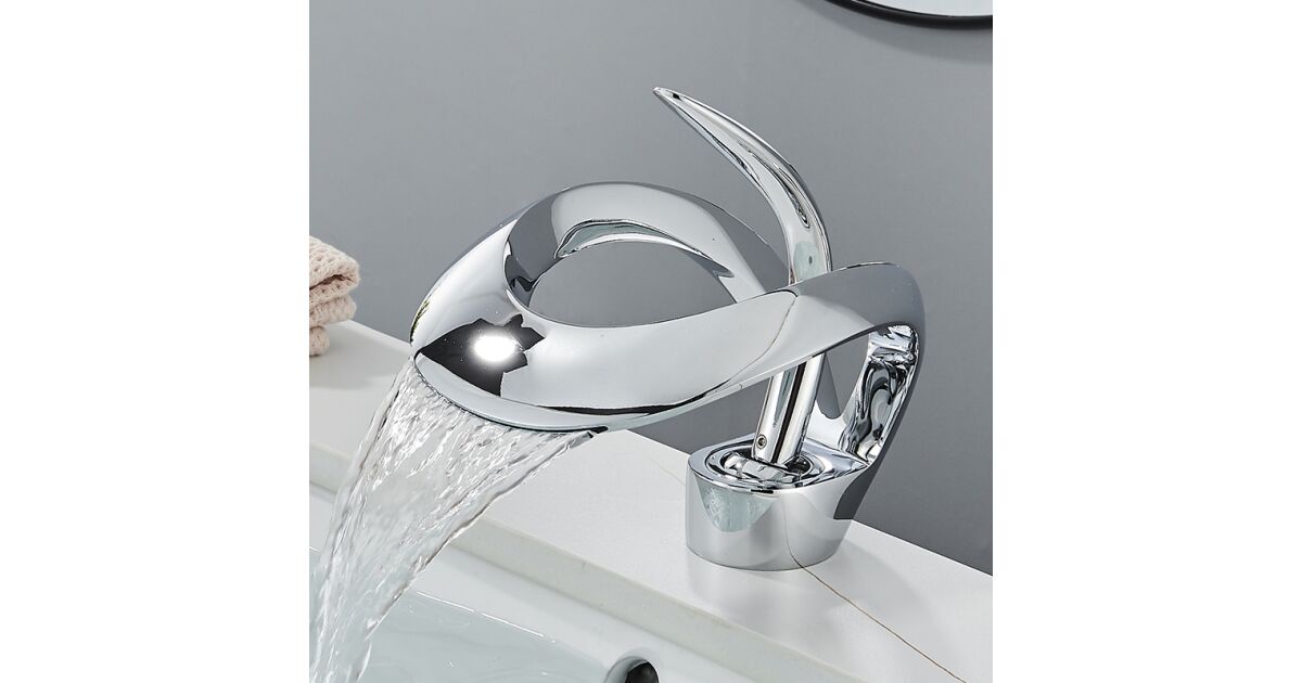 Bathroom sink faucet, Blackswan, M180 type, chrome model with waterfall tap, size 15 cm 102640835