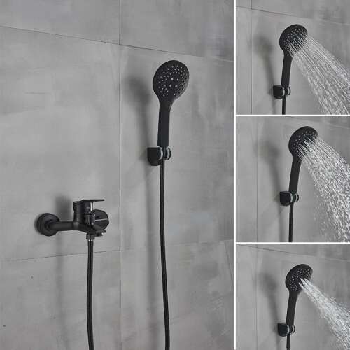 Blackswan M86 matt fekete kádcsaptelep zuhanyrózsával, több nézetből