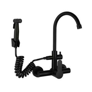 Blackswan M247 konyhai mosogató csaptelep kihúzható zuhanyzóval, fekete, 35,5 cm - Nonbrand Csaptelep